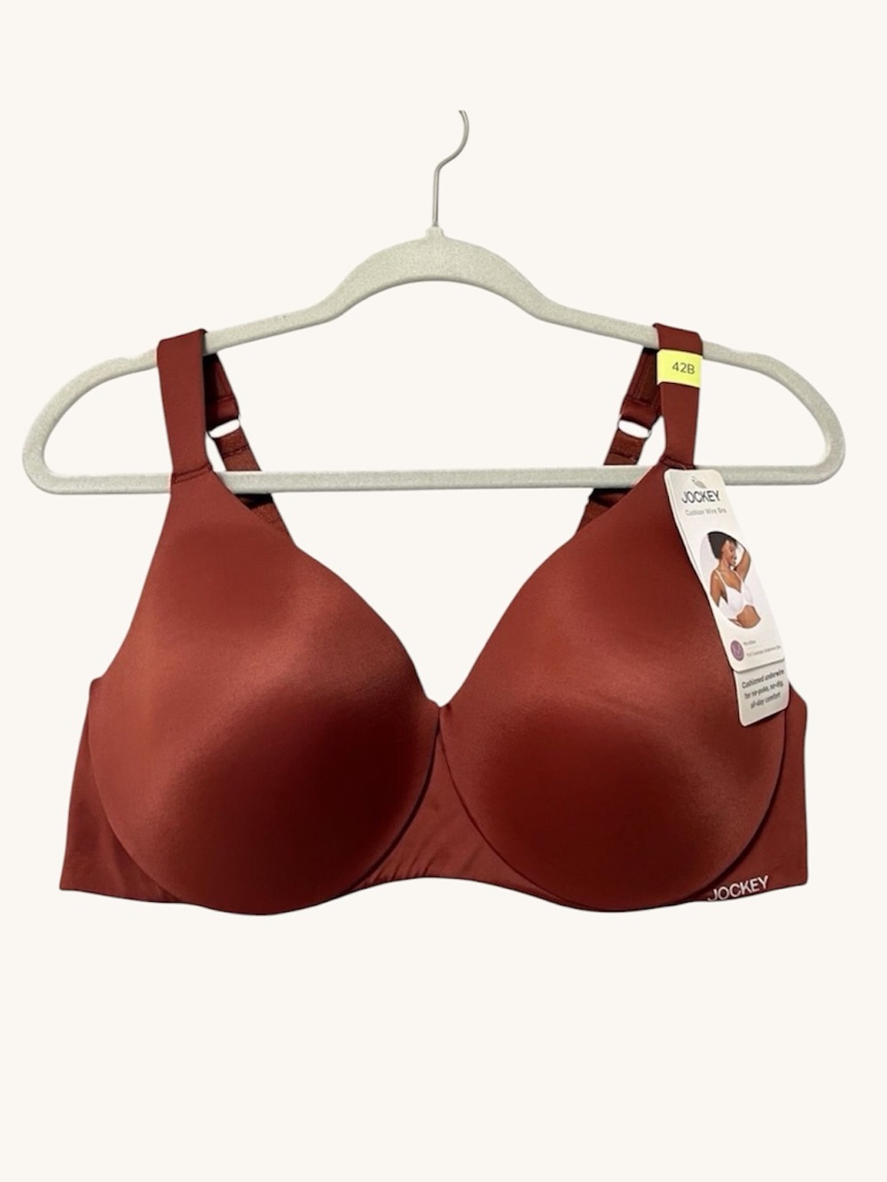 Jockey Cushion Wire Bra NWT Size 42B Brown Microfiber